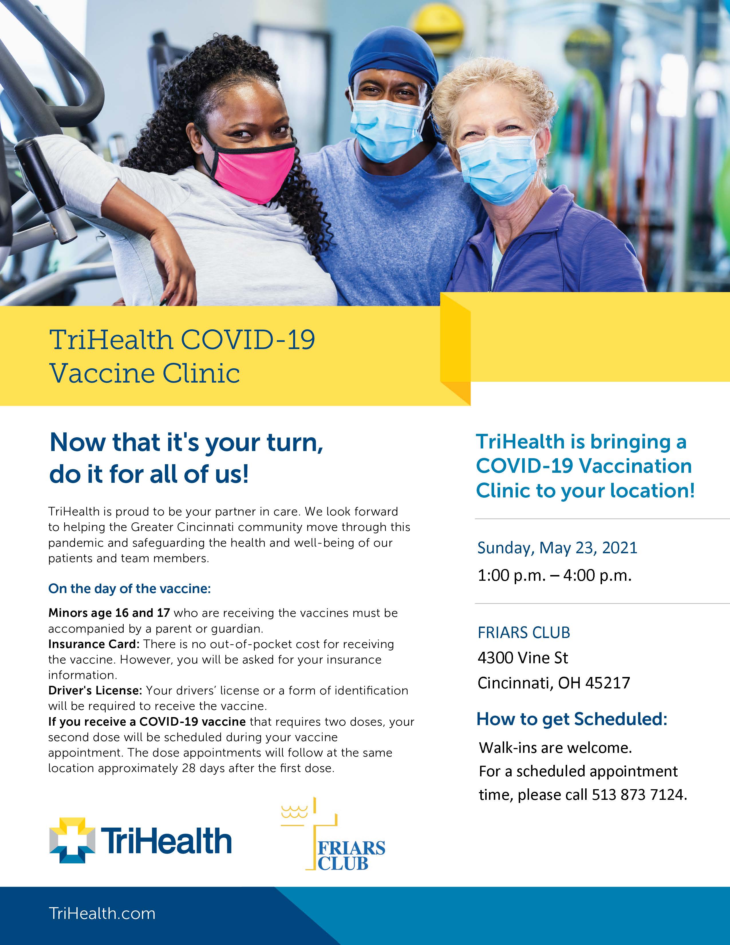 Friars Club hosting COVID19 Vaccine Clinic > Village of St Bernard, Ohio